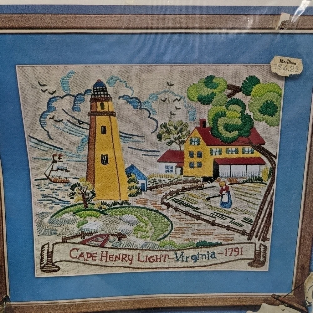 Crewel Creative Stitchery Kit Lighthouse Cape Henry Virginia Farm Scene Ship New